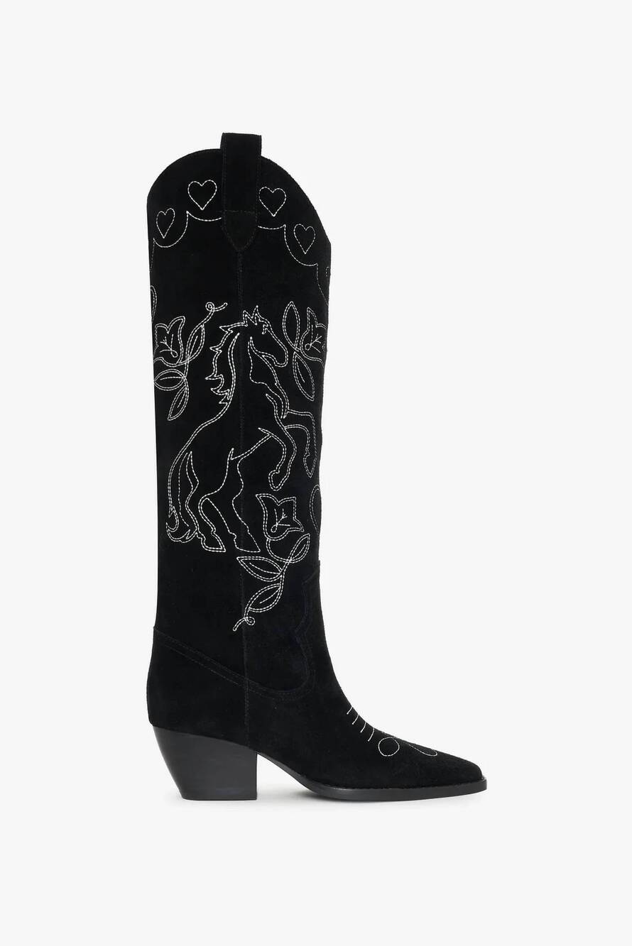 NEW FOR LOVE & LEMONS women's willa western boot in black